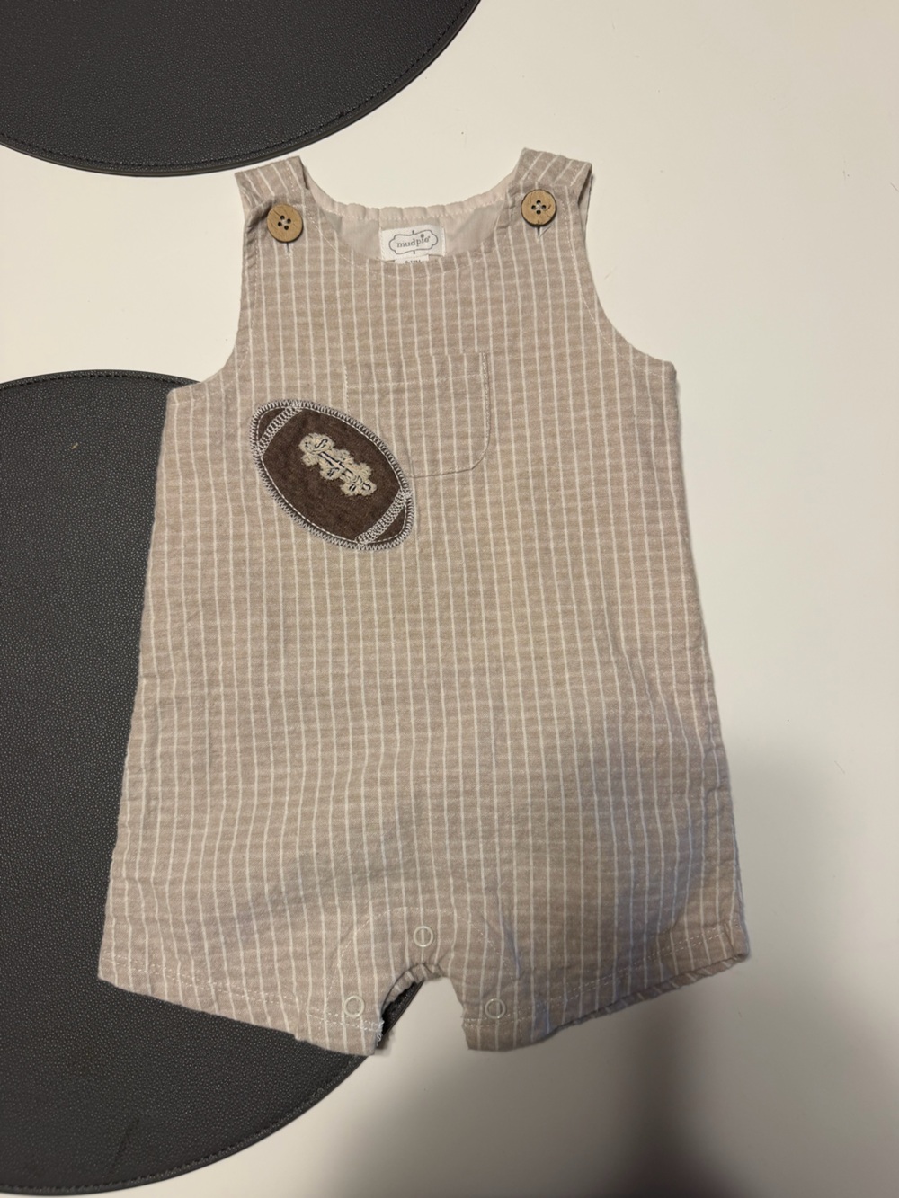 Beige Striped Kids Top with Embroidered Patch